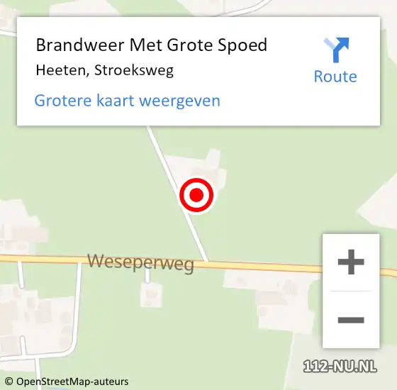 Locatie op kaart van de 112 melding: Brandweer Met Grote Spoed Naar Heeten, Stroeksweg op 6 april 2023 22:26