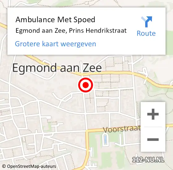 Locatie op kaart van de 112 melding: Ambulance Met Spoed Naar Egmond aan Zee, Prins Hendrikstraat op 21 augustus 2014 13:45