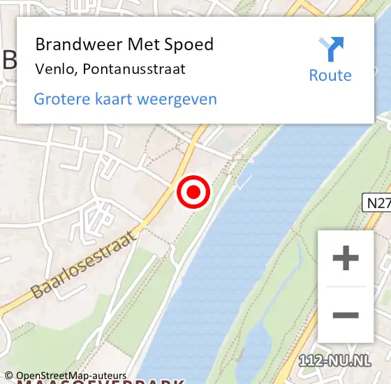 Locatie op kaart van de 112 melding: Brandweer Met Spoed Naar Venlo, Pontanusstraat op 7 april 2023 00:28