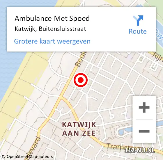 Locatie op kaart van de 112 melding: Ambulance Met Spoed Naar Katwijk, Buitensluisstraat op 7 april 2023 00:39