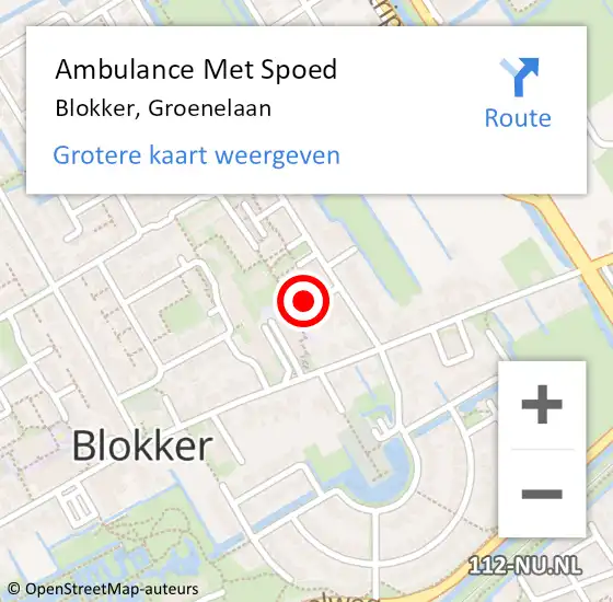 Locatie op kaart van de 112 melding: Ambulance Met Spoed Naar Blokker, Groenelaan op 7 april 2023 00:45