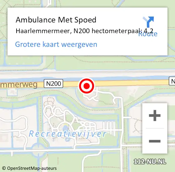 Locatie op kaart van de 112 melding: Ambulance Met Spoed Naar Haarlemmermeer, N200 hectometerpaal: 4,2 op 7 april 2023 01:08