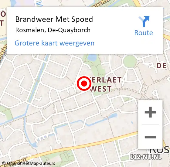 Locatie op kaart van de 112 melding: Brandweer Met Spoed Naar Rosmalen, De-Quayborch op 7 april 2023 01:57