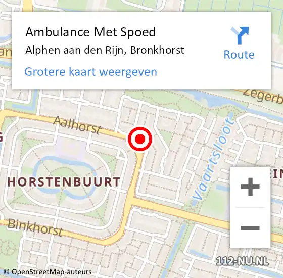 Locatie op kaart van de 112 melding: Ambulance Met Spoed Naar Alphen aan den Rijn, Bronkhorst op 7 april 2023 03:11