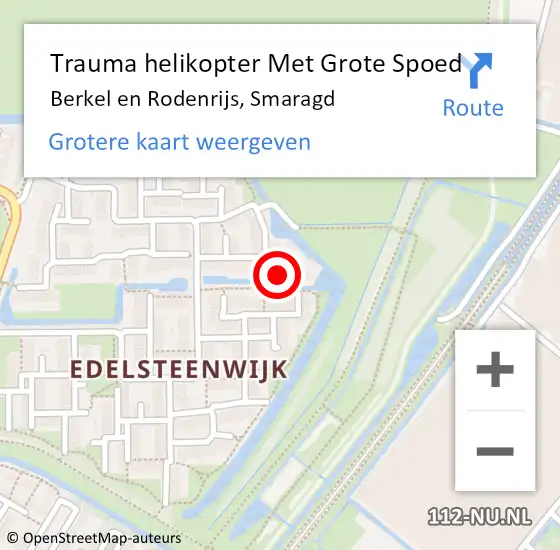 Locatie op kaart van de 112 melding: Trauma helikopter Met Grote Spoed Naar Berkel en Rodenrijs, Smaragd op 7 april 2023 03:18