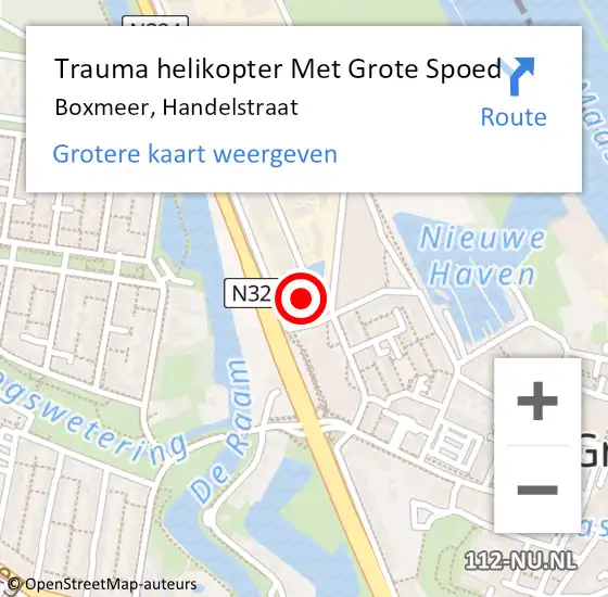 Locatie op kaart van de 112 melding: Trauma helikopter Met Grote Spoed Naar Boxmeer, Handelstraat op 7 april 2023 05:30