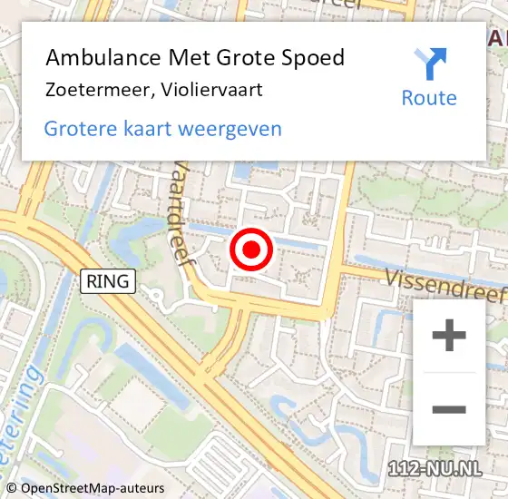 Locatie op kaart van de 112 melding: Ambulance Met Grote Spoed Naar Zoetermeer, Violiervaart op 7 april 2023 06:57