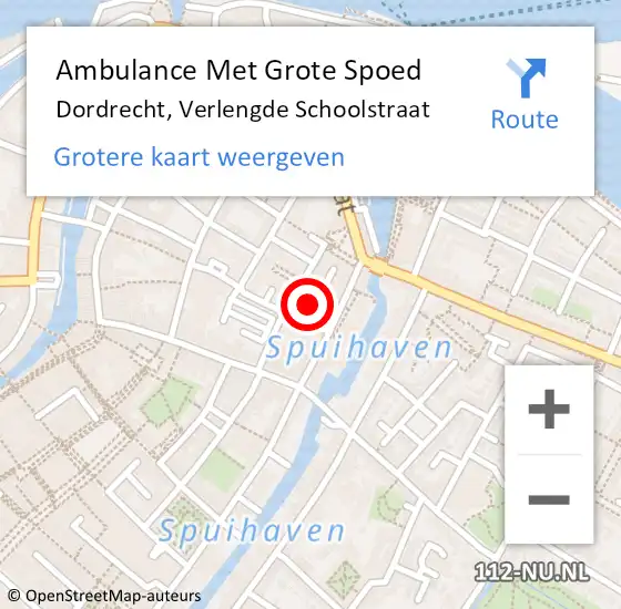 Locatie op kaart van de 112 melding: Ambulance Met Grote Spoed Naar Dordrecht, Verlengde Schoolstraat op 7 april 2023 07:50