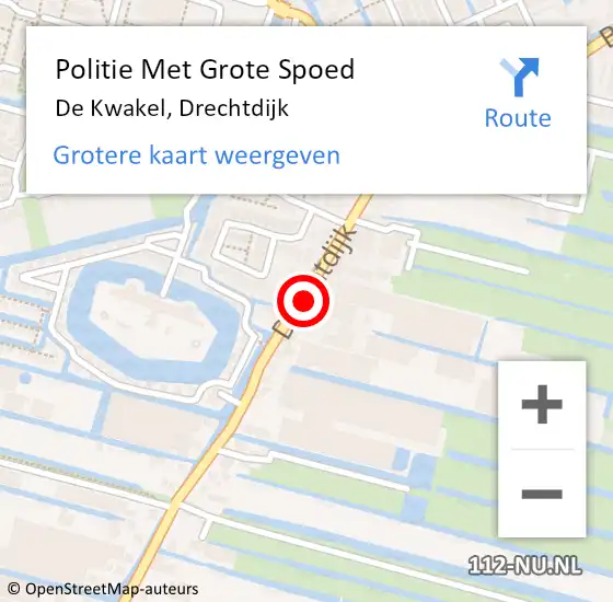 Locatie op kaart van de 112 melding: Politie Met Grote Spoed Naar De Kwakel, Drechtdijk op 7 april 2023 08:01