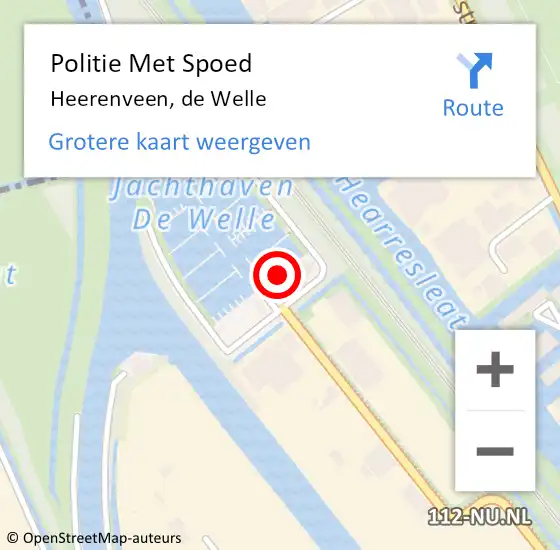 Locatie op kaart van de 112 melding: Politie Met Spoed Naar Heerenveen, de Welle op 7 april 2023 08:13