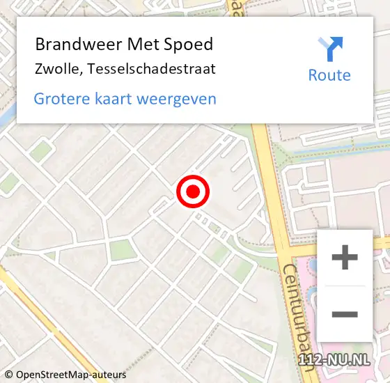 Locatie op kaart van de 112 melding: Brandweer Met Spoed Naar Zwolle, Tesselschadestraat op 7 april 2023 08:20