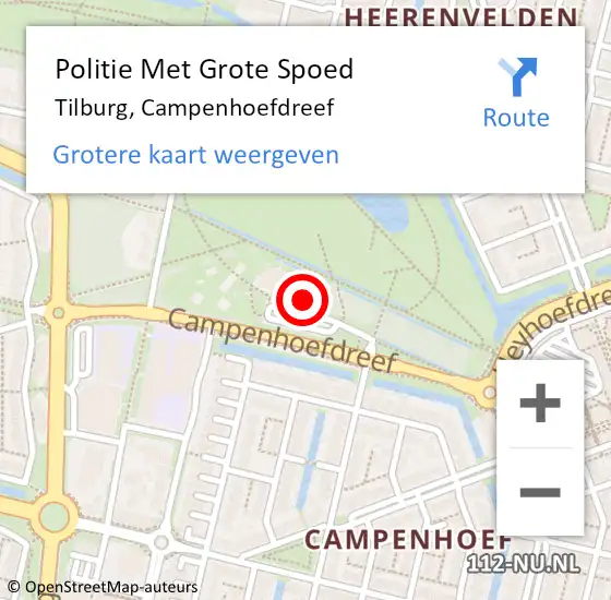 Locatie op kaart van de 112 melding: Politie Met Grote Spoed Naar Tilburg, Campenhoefdreef op 7 april 2023 08:47