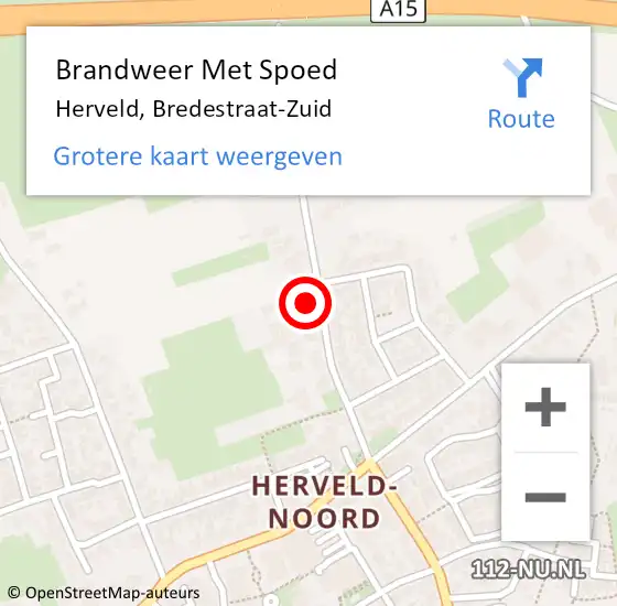 Locatie op kaart van de 112 melding: Brandweer Met Spoed Naar Herveld, Bredestraat-Zuid op 7 april 2023 09:10