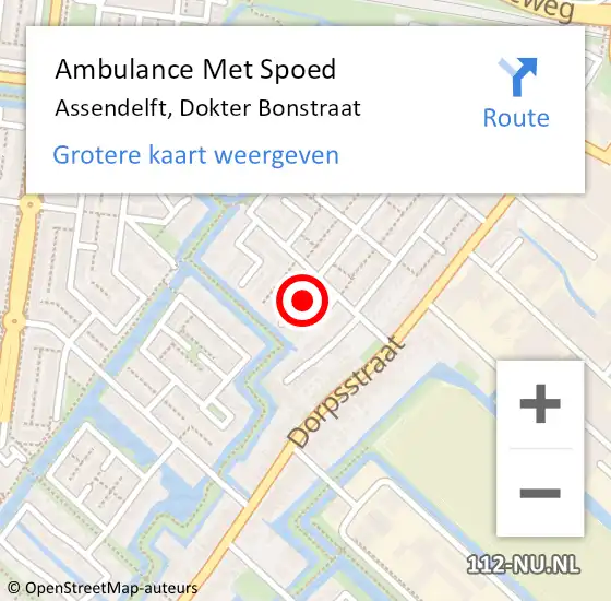 Locatie op kaart van de 112 melding: Ambulance Met Spoed Naar Assendelft, Dokter Bonstraat op 7 april 2023 09:22