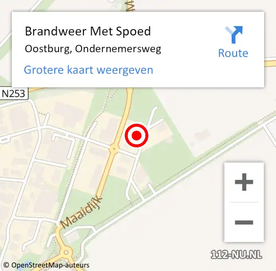 Locatie op kaart van de 112 melding: Brandweer Met Spoed Naar Oostburg, Ondernemersweg op 7 april 2023 09:38