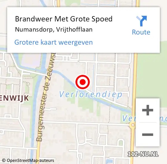 Locatie op kaart van de 112 melding: Brandweer Met Grote Spoed Naar Numansdorp, Vrijthofflaan op 7 april 2023 09:44