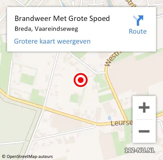 Locatie op kaart van de 112 melding: Brandweer Met Grote Spoed Naar Breda, Vaareindseweg op 7 april 2023 09:45