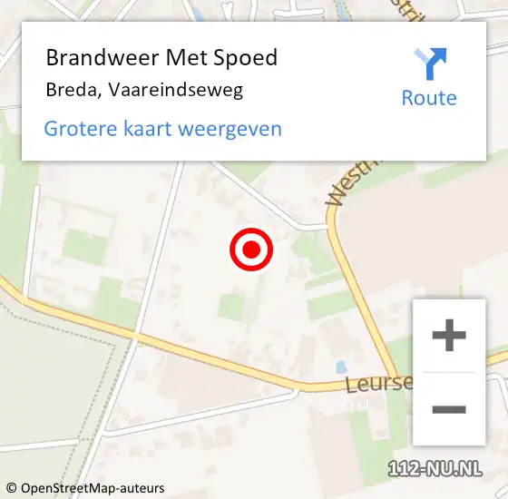 Locatie op kaart van de 112 melding: Brandweer Met Spoed Naar Breda, Vaareindseweg op 7 april 2023 09:48