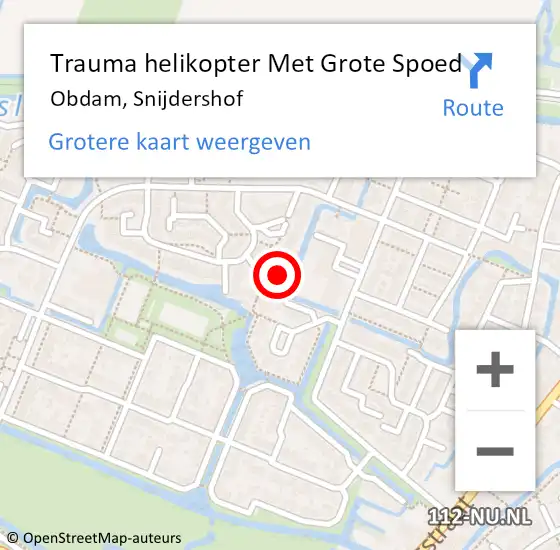 Locatie op kaart van de 112 melding: Trauma helikopter Met Grote Spoed Naar Obdam, Snijdershof op 7 april 2023 09:54