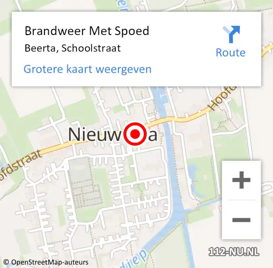 Locatie op kaart van de 112 melding: Brandweer Met Spoed Naar Beerta, Schoolstraat op 7 april 2023 09:54