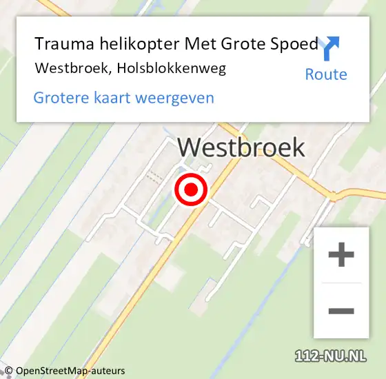 Locatie op kaart van de 112 melding: Trauma helikopter Met Grote Spoed Naar Westbroek, Holsblokkenweg op 7 april 2023 10:01