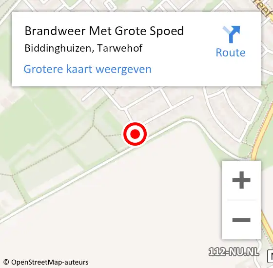 Locatie op kaart van de 112 melding: Brandweer Met Grote Spoed Naar Biddinghuizen, Tarwehof op 7 april 2023 10:47