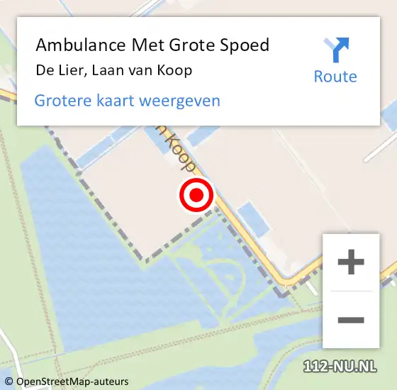 Locatie op kaart van de 112 melding: Ambulance Met Grote Spoed Naar De Lier, Laan van Koop op 7 april 2023 11:14