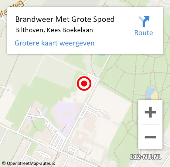 Locatie op kaart van de 112 melding: Brandweer Met Grote Spoed Naar Bilthoven, Kees Boekelaan op 7 april 2023 11:18