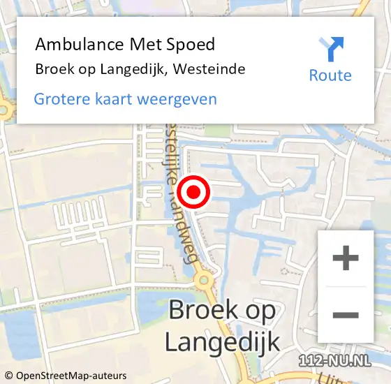Locatie op kaart van de 112 melding: Ambulance Met Spoed Naar Broek op Langedijk, Westeinde op 7 april 2023 11:18