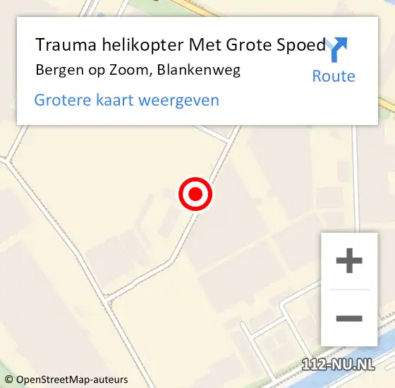 Locatie op kaart van de 112 melding: Trauma helikopter Met Grote Spoed Naar Bergen op Zoom, Blankenweg op 7 april 2023 11:25