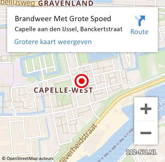 Locatie op kaart van de 112 melding: Brandweer Met Grote Spoed Naar Capelle aan den IJssel, Banckertstraat op 7 april 2023 11:41