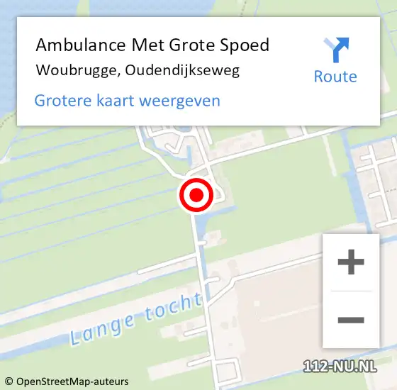 Locatie op kaart van de 112 melding: Ambulance Met Grote Spoed Naar Woubrugge, Oudendijkseweg op 7 april 2023 11:45