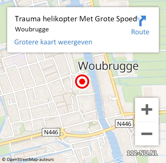 Locatie op kaart van de 112 melding: Trauma helikopter Met Grote Spoed Naar Woubrugge op 7 april 2023 11:46