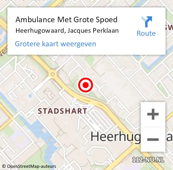 Locatie op kaart van de 112 melding: Ambulance Met Grote Spoed Naar Heerhugowaard, Jacques Perklaan op 7 april 2023 12:30