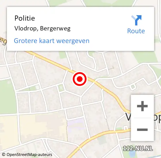 Locatie op kaart van de 112 melding: Politie Vlodrop, Bergerweg op 7 april 2023 12:33