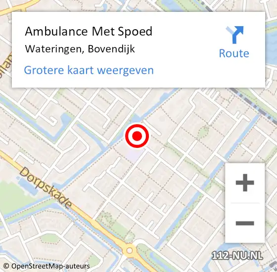 Locatie op kaart van de 112 melding: Ambulance Met Spoed Naar Wateringen, Bovendijk op 7 april 2023 12:38