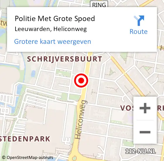 Locatie op kaart van de 112 melding: Politie Met Grote Spoed Naar Leeuwarden, Heliconweg op 7 april 2023 13:30