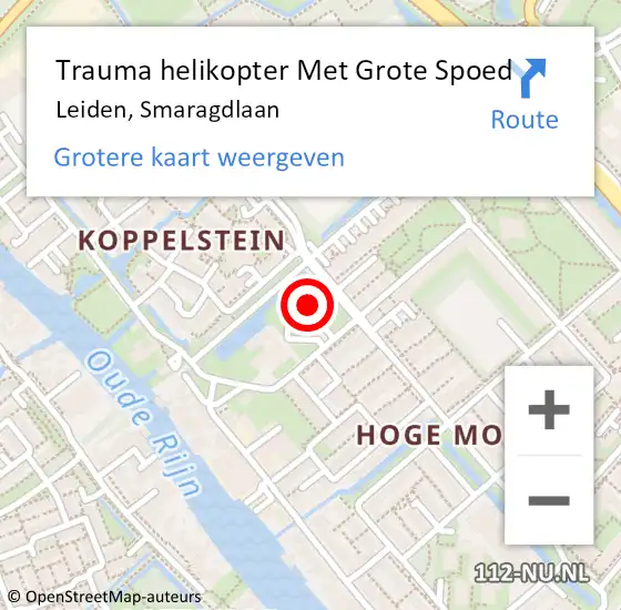 Locatie op kaart van de 112 melding: Trauma helikopter Met Grote Spoed Naar Leiden, Smaragdlaan op 7 april 2023 13:33