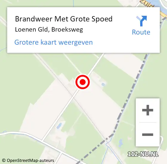 Locatie op kaart van de 112 melding: Brandweer Met Grote Spoed Naar Loenen Gld, Broeksweg op 21 augustus 2014 14:42