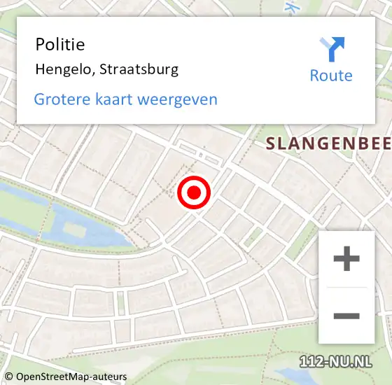 Locatie op kaart van de 112 melding: Politie Hengelo, Straatsburg op 7 april 2023 13:52