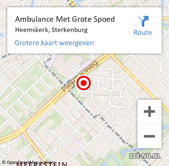 Locatie op kaart van de 112 melding: Ambulance Met Grote Spoed Naar Heemskerk, Sterkenburg op 7 april 2023 13:52