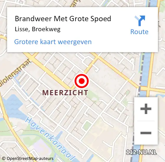 Locatie op kaart van de 112 melding: Brandweer Met Grote Spoed Naar Lisse, Broekweg op 7 april 2023 13:59