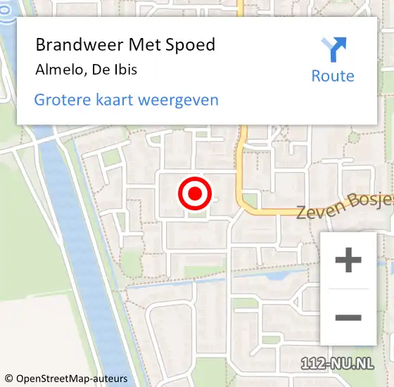 Locatie op kaart van de 112 melding: Brandweer Met Spoed Naar Almelo, De Ibis op 21 augustus 2014 14:45