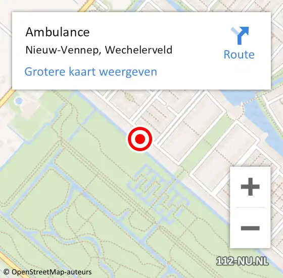 Locatie op kaart van de 112 melding: Ambulance Nieuw-Vennep, Wechelerveld op 7 april 2023 14:15