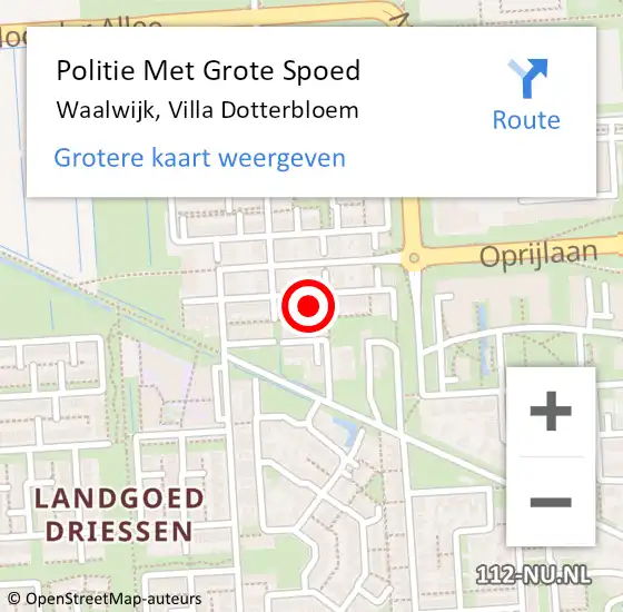 Locatie op kaart van de 112 melding: Politie Met Grote Spoed Naar Waalwijk, Villa Dotterbloem op 7 april 2023 14:20