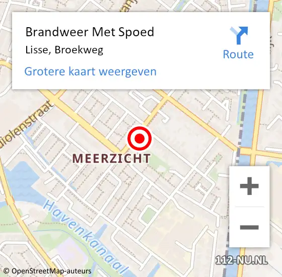 Locatie op kaart van de 112 melding: Brandweer Met Spoed Naar Lisse, Broekweg op 7 april 2023 14:20