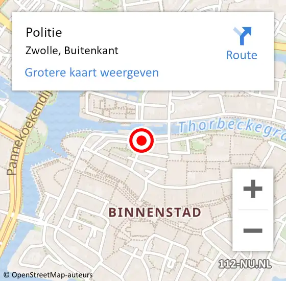 Locatie op kaart van de 112 melding: Politie Zwolle, Buitenkant op 7 april 2023 14:41