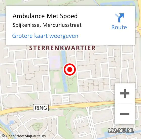 Locatie op kaart van de 112 melding: Ambulance Met Spoed Naar Spijkenisse, Mercuriusstraat op 7 april 2023 14:56