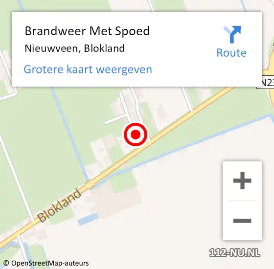 Locatie op kaart van de 112 melding: Brandweer Met Spoed Naar Nieuwveen, Blokland op 7 april 2023 15:03