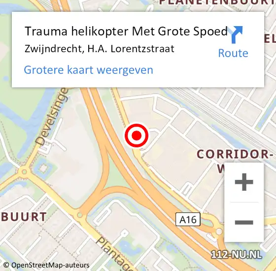 Locatie op kaart van de 112 melding: Trauma helikopter Met Grote Spoed Naar Zwijndrecht, H.A. Lorentzstraat op 7 april 2023 15:09